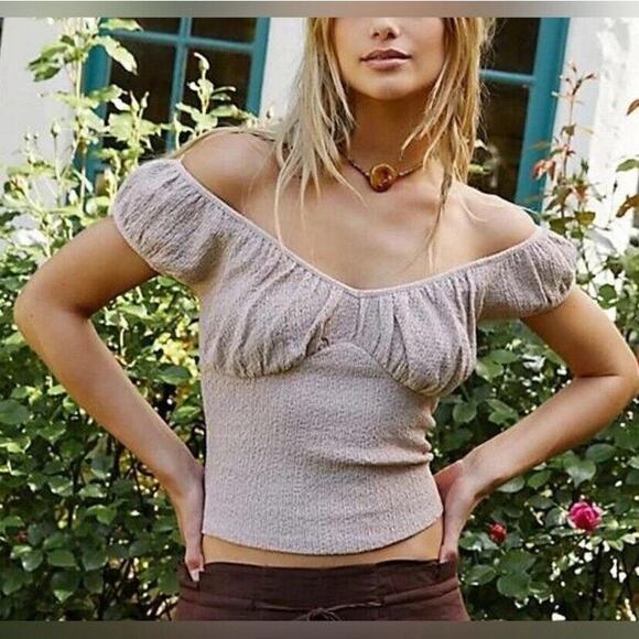 Free People Tops - Free People Off-Shoulder Blouse in Beige